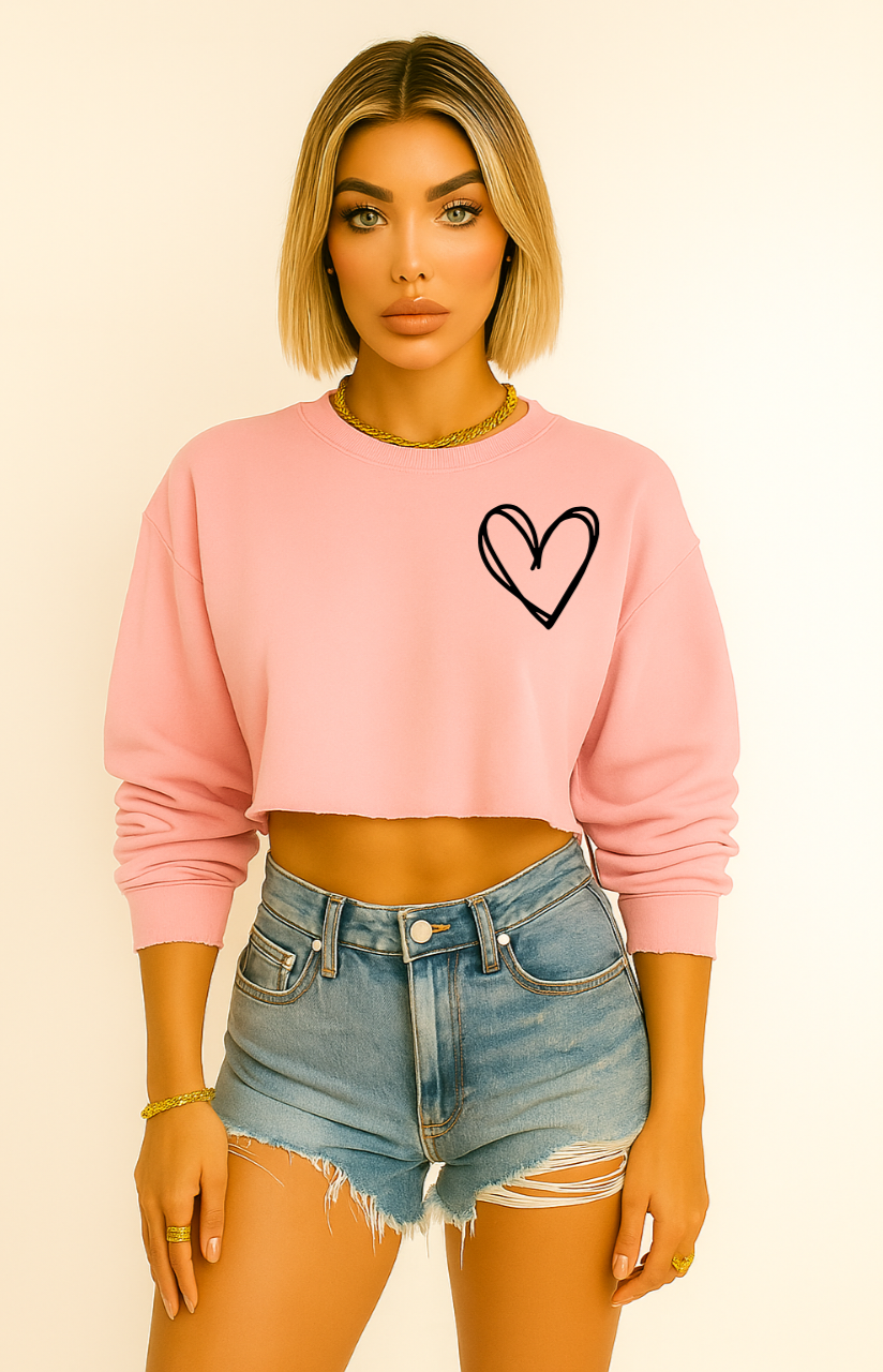 Sweetheart Crewneck Heavy Cotton Crop Sweatshirt Womenswear