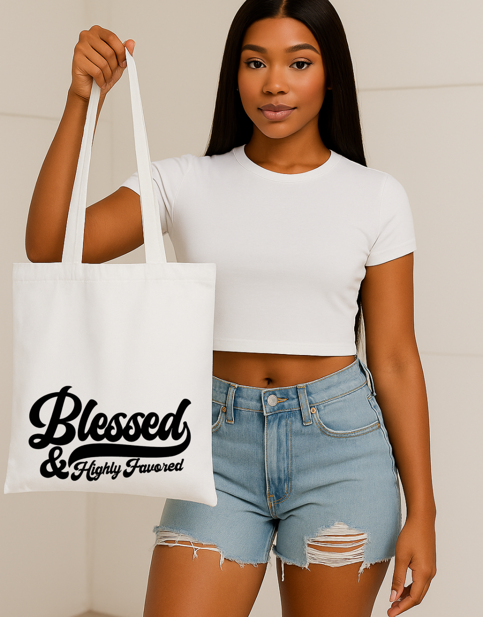 Blessed And Highly Favored Tote Bag Heavy Canvas