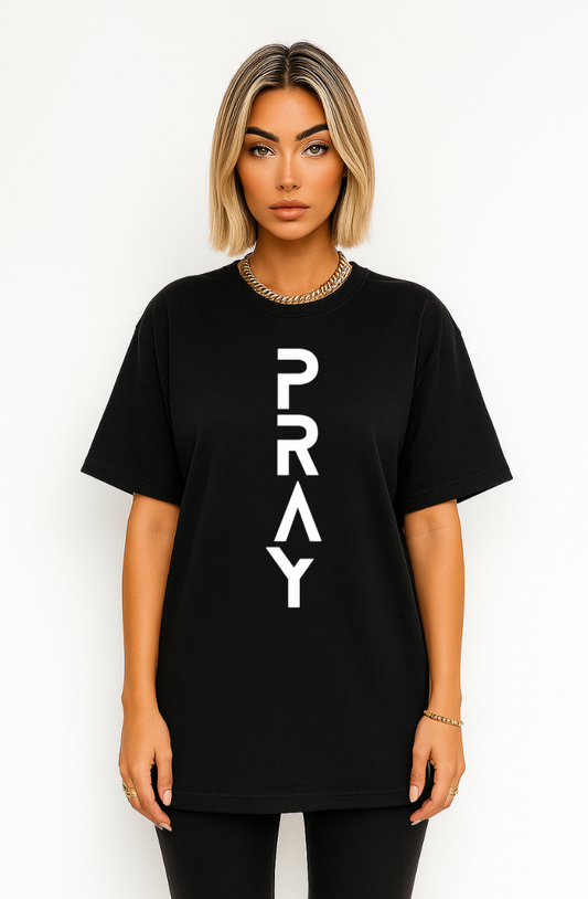 Pray Front And Back Logo Heavy Cotton T-Shirt