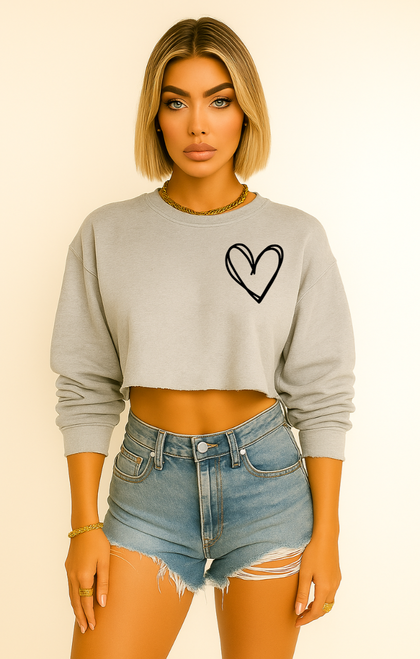 Sweetheart Crewneck Heavy Cotton Crop Sweatshirt Womenswear