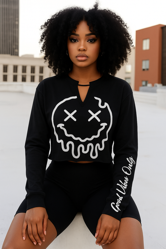 Good Vibes Only Heavy Cotton Crewneck Longsleeves T-shirt