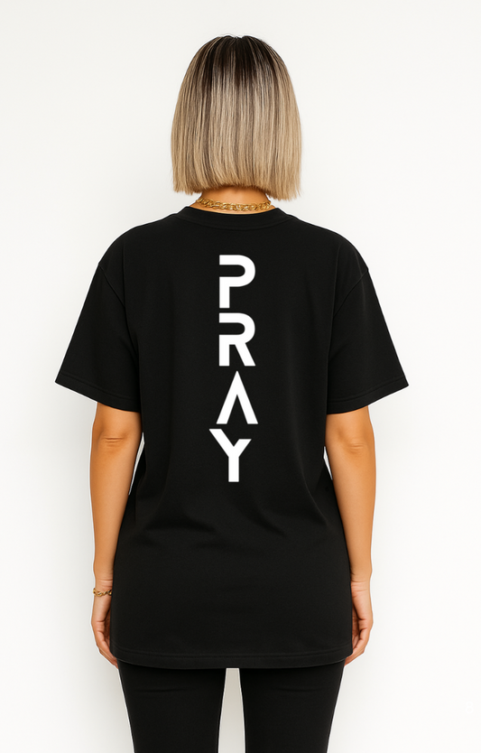 Pray Front And Back Logo Heavy Cotton T-Shirt