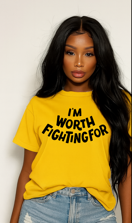 Worth Fighting For Heavy Cotton Crewneck Inspirational T-shirt