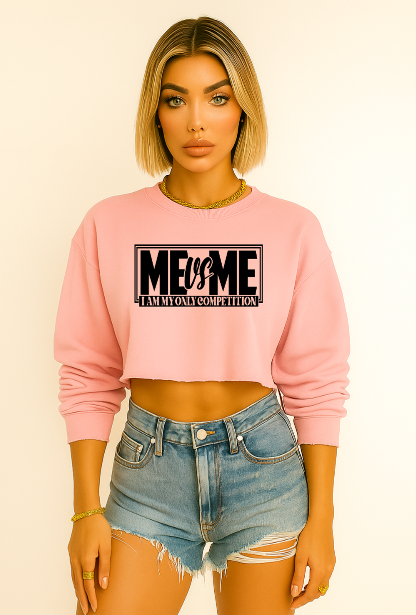 Me Vs Me Crop Heavy Cotton Crewneck Sweatshirt